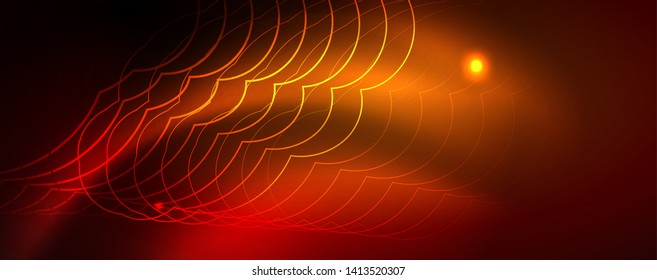 Neon glowing techno lines, hi-tech futuristic abstract background template