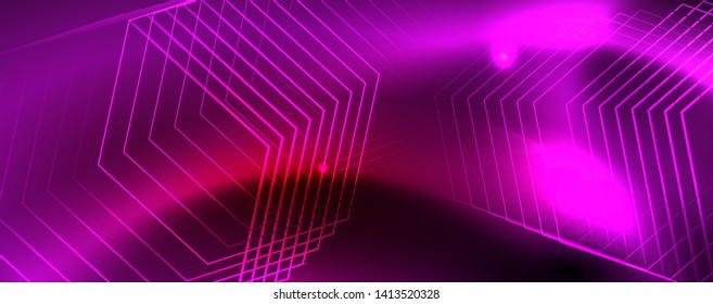 Neon glowing techno lines, hi-tech futuristic abstract background template