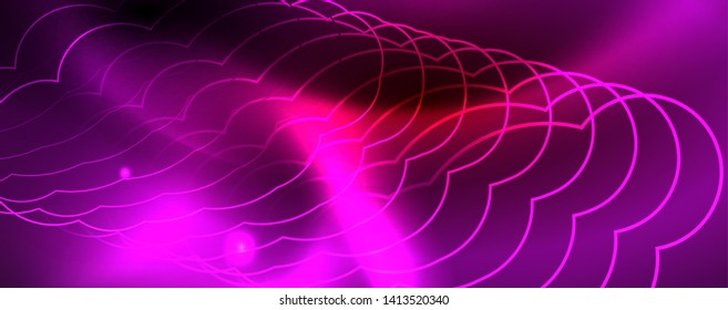 Neon glowing techno lines, hi-tech futuristic abstract background template