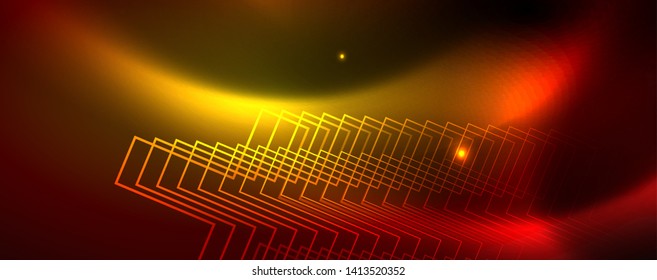 Neon glowing techno lines, hi-tech futuristic abstract background template