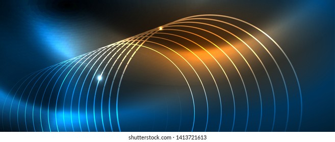 Neonleuchtende Techno-Linien, futuristisch-abstrakte High-Tech-Hintergrundvorlage
