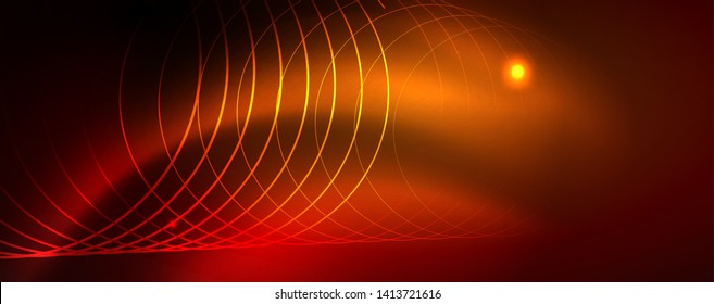 Líneas tecno brillantes neón, plantilla de fondo abstracto de alta tecnología futurista