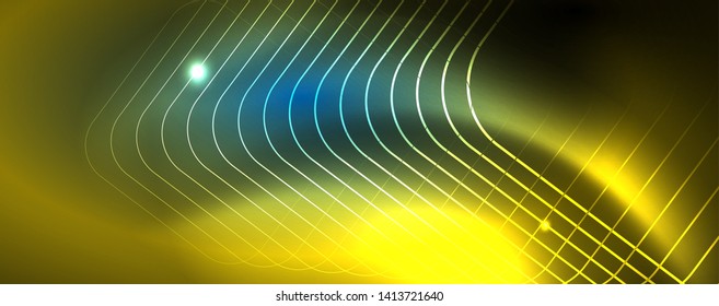 Neon glowing techno lines, hi-tech futuristic abstract background template