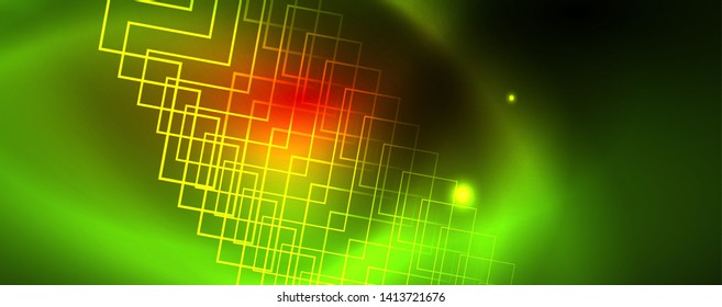 Neon glowing techno lines, hi-tech futuristic abstract background template