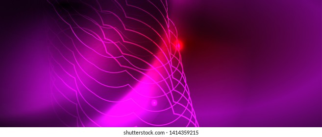 Neon glowing techno lines, hi-tech futuristic abstract background template