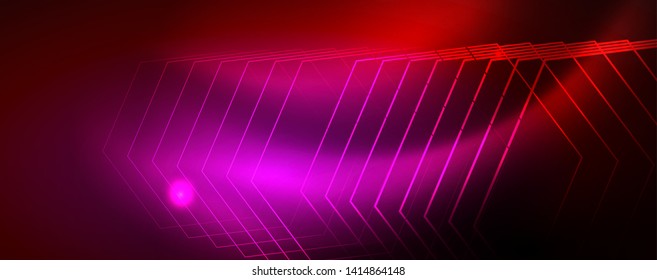 Neon glowing techno lines, hi-tech futuristic abstract background template