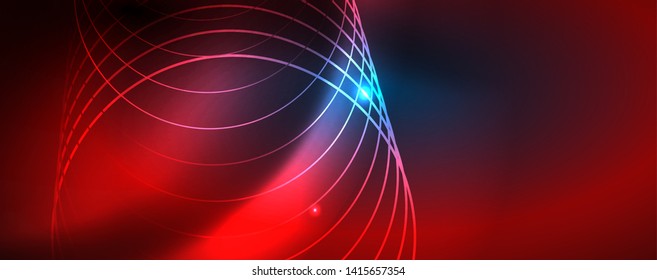 Neon glowing techno lines, hi-tech futuristic abstract background template