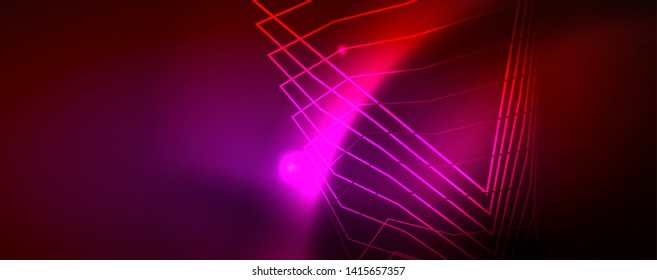 Neon glowing techno lines, hi-tech futuristic abstract background template