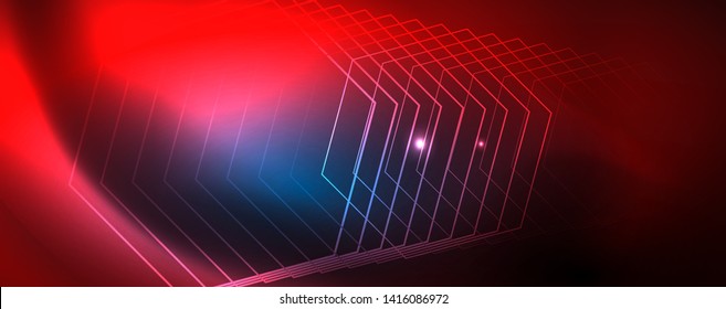 Neon glowing techno lines, hi-tech futuristic abstract background template