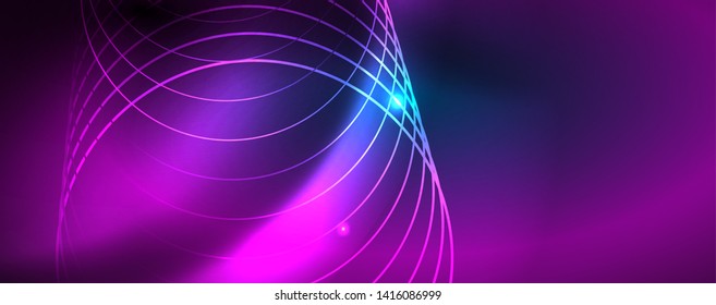 Neon glowing techno lines, hi-tech futuristic abstract background template