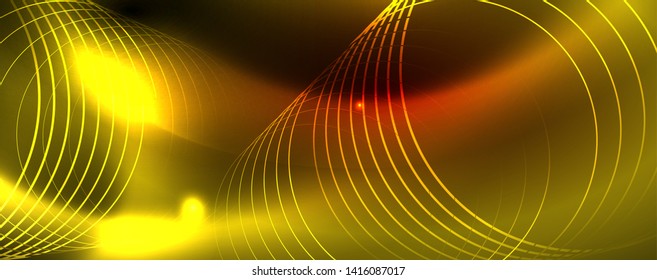 Neon glowing techno lines, hi-tech futuristic abstract background template