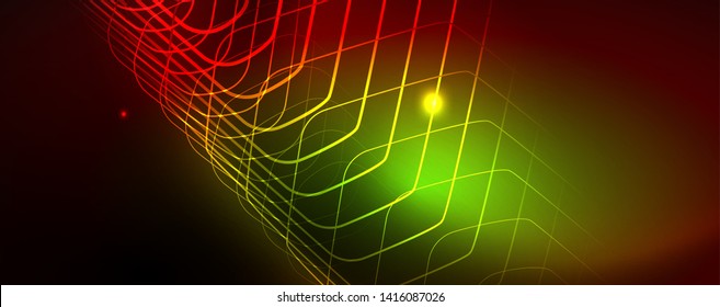 Neonleuchtende Techno-Linien, futuristisch-abstrakte High-Tech-Hintergrundvorlage