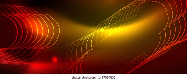 Neon glowing techno lines, hi-tech futuristic abstract background template