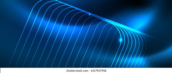 Neon glowing techno lines, hi-tech futuristic abstract background template