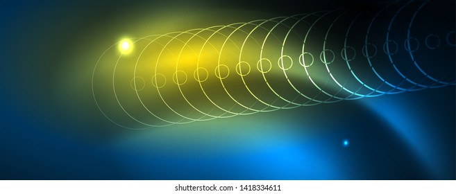Neon glowing techno lines, hi-tech futuristic abstract background template