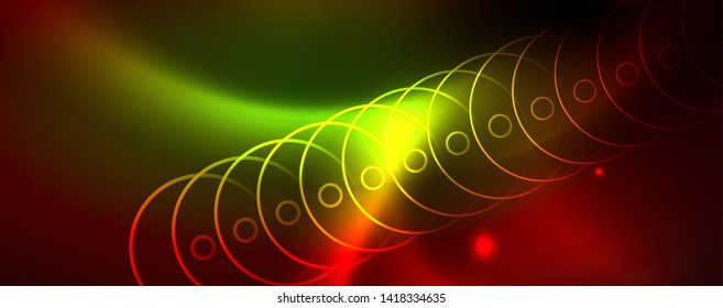 Neon glowing techno lines, hi-tech futuristic abstract background template
