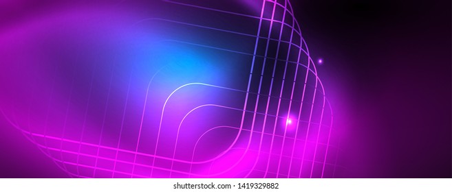 Neon glowing techno lines, hi-tech futuristic abstract background template