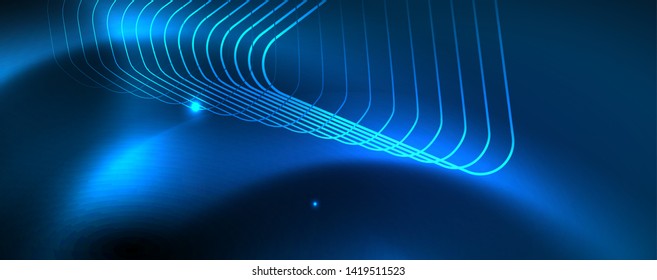 Neon glowing techno lines, hi-tech futuristic abstract background template