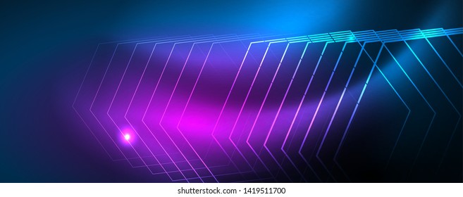 Neon glowing techno lines, hi-tech futuristic abstract background template