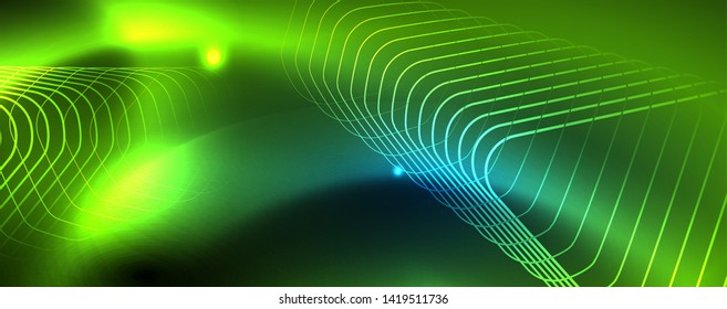 Neon glowing techno lines, hi-tech futuristic abstract background template