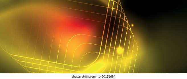 Neon glowing techno lines, hi-tech futuristic abstract background template