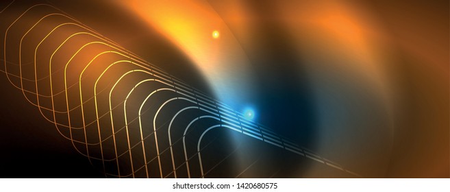 Neonleuchtende Techno-Linien, futuristisch-abstrakte High-Tech-Hintergrundvorlage