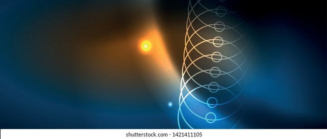 Neon glowing techno lines, hi-tech futuristic abstract background template