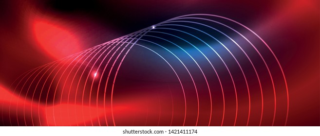 Neon glowing techno lines, hi-tech futuristic abstract background template