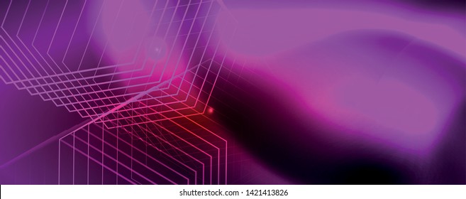 Líneas tecno brillantes neón, plantilla de fondo abstracto de alta tecnología futurista