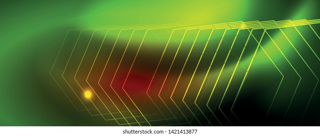 Neon glowing techno lines, hi-tech futuristic abstract background template