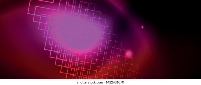 Líneas tecno brillantes neón, plantilla de fondo abstracto de alta tecnología futurista