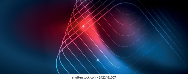 Líneas tecno brillantes neón, plantilla de fondo abstracto de alta tecnología futurista