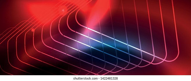 Neonleuchtende Techno-Linien, futuristisch-abstrakte High-Tech-Hintergrundvorlage