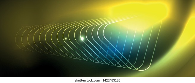 Neon glowing techno lines, hi-tech futuristic abstract background template
