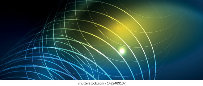 Neon glowing techno lines, hi-tech futuristic abstract background template