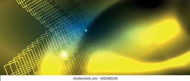 Neon glowing techno lines, hi-tech futuristic abstract background template