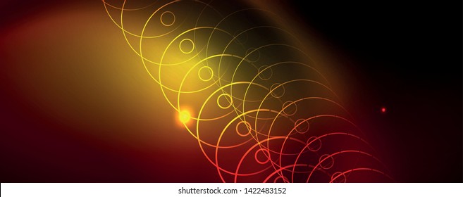 Neon glowing techno lines, hi-tech futuristic abstract background template