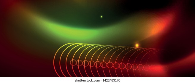 Neon glowing techno lines, hi-tech futuristic abstract background template