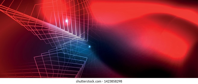 Neon glowing techno lines, hi-tech futuristic abstract background template