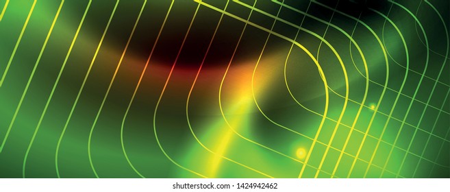 Neon glowing techno lines, hi-tech futuristic abstract background template