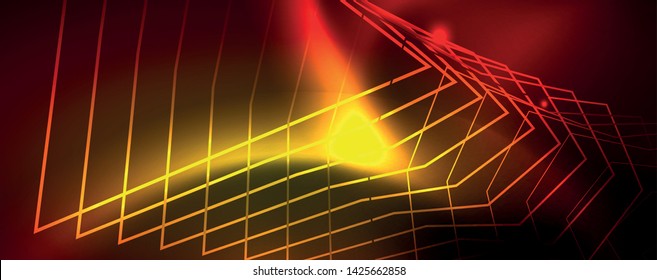 Neon glowing techno lines, hi-tech futuristic abstract background template