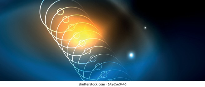 Neon glowing techno lines, hi-tech futuristic abstract background template