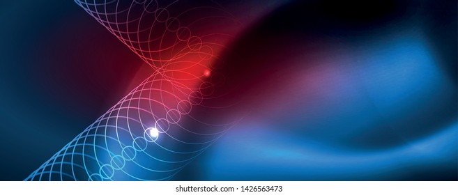 Neon glowing techno lines, hi-tech futuristic abstract background template