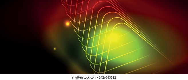 Neon glowing techno lines, hi-tech futuristic abstract background template