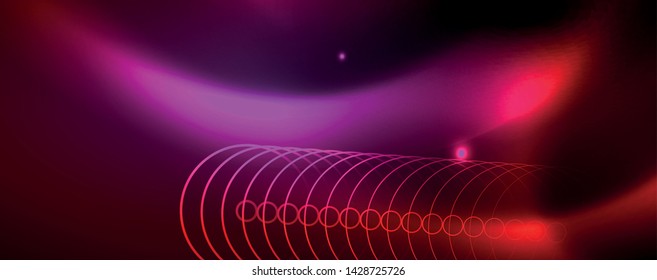 Líneas tecno brillantes neón, plantilla de fondo abstracto de alta tecnología futurista
