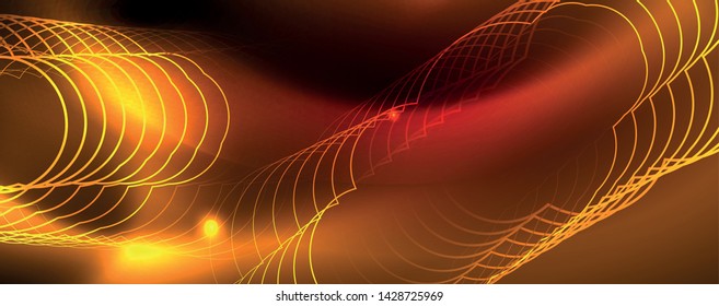 Neon glowing techno lines, hi-tech futuristic abstract background template