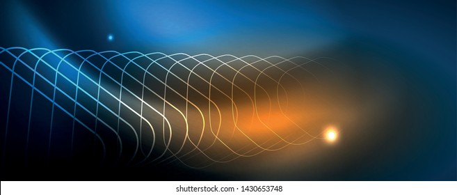 Neonleuchtende Techno-Linien, futuristisch-abstrakte High-Tech-Hintergrundvorlage