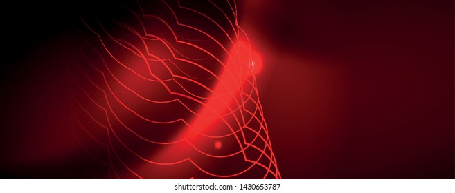 Neon glowing techno lines, hi-tech futuristic abstract background template