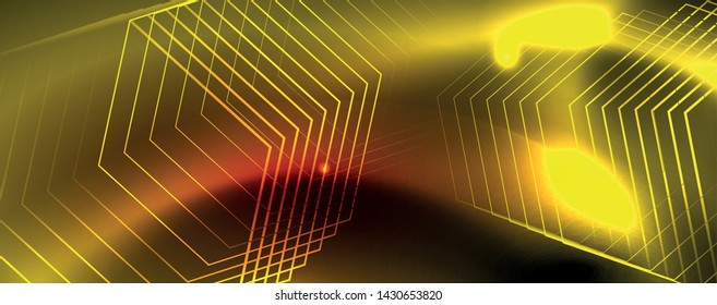 Neon glowing techno lines, hi-tech futuristic abstract background template