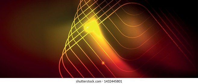 Neon glowing techno lines, hi-tech futuristic abstract background template